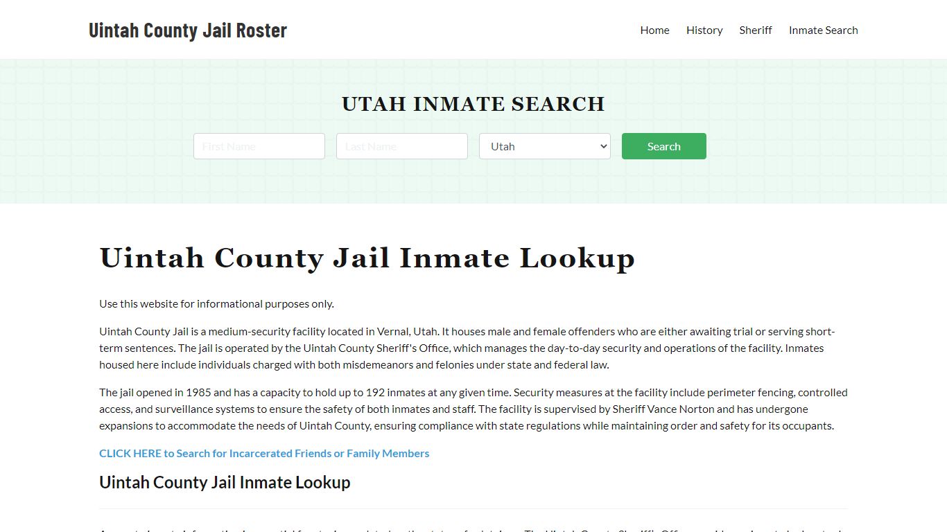 Uintah County Jail Roster Lookup, UT, Inmate Search