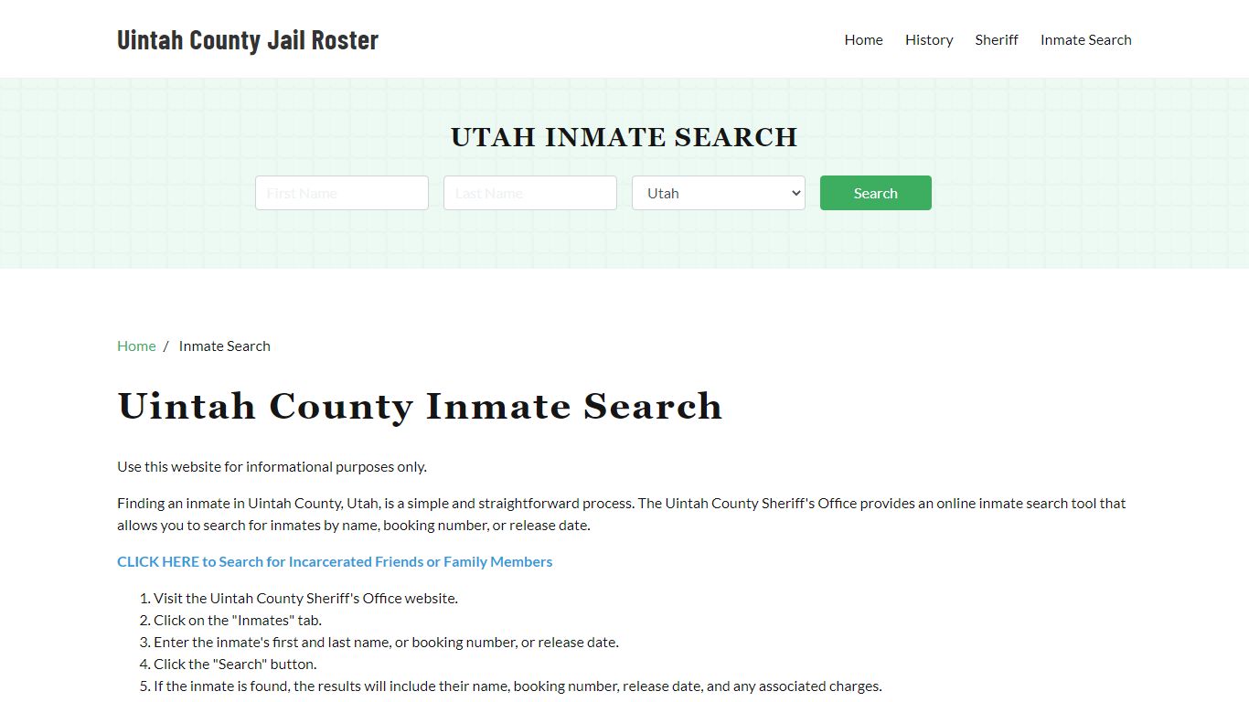 Uintah County, UT Detainee Lookup