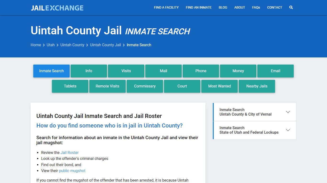 Inmate Search: Roster & Mugshots - Uintah County Jail, UT